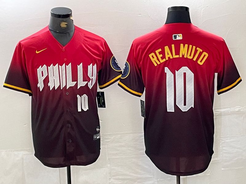 Men Philadelphia Phillies 10 Realmuto Red City Edition Nike 2024 MLB Jersey style 2